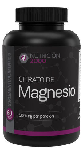 Citrato De Magnesio 60 Cápsulas - 500 Mg Nutrición 2000