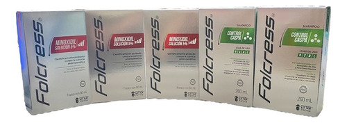 Super Kit Folcress Anti Caída 3 Minoxidil & 2 Control Caspa 