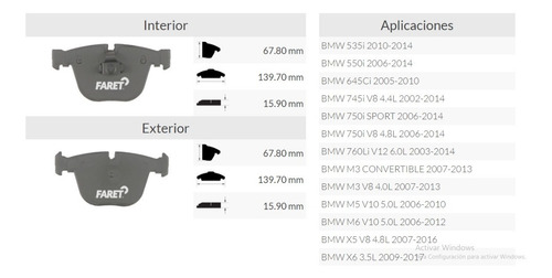 Balata Trasera De Disco Bmw 750i V8 4.8l 06-14