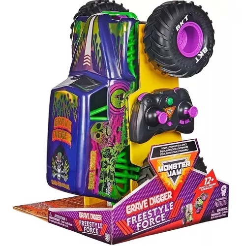 Monster Truck a control remoto Monster Jam Freestyle Force Spin Master  Monster Jam 1:15 Grave Digger