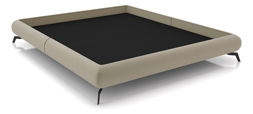 Conjunto Cabeceira E Base Para Colchão Casal Veludo Bege