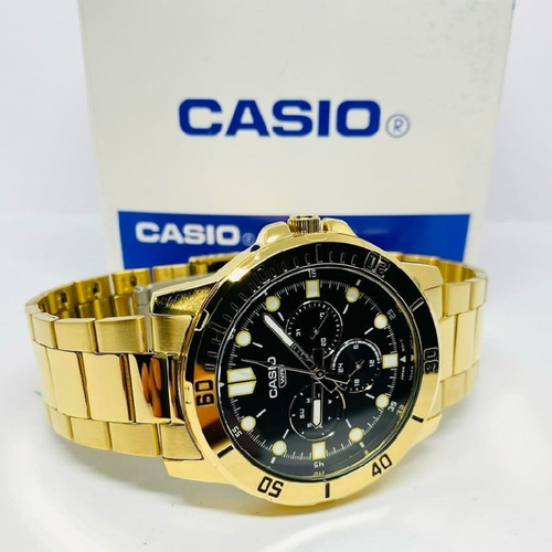 Reloj Hombre Casio Mtp-vd300g-1e Dorado Análogo / Color Del Fondo Negro