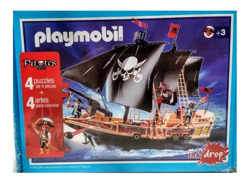 Playmobil 4 Rompecabezas Puzzle Piratas Con 4 Artes Playking