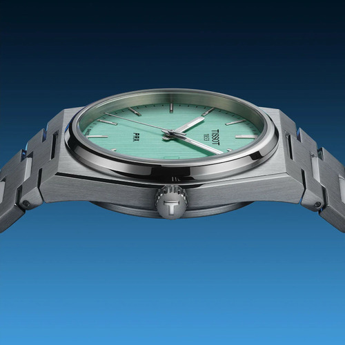 Tissot Prx 35mm T1372101109100 Correa Gris Bisel Gris Fondo Green Mint