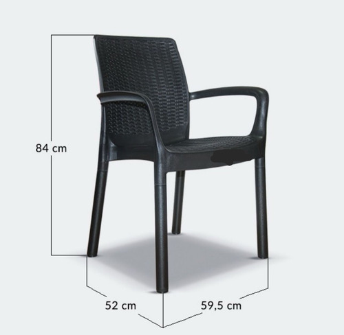 Set Mesa Y 6 Sillones Símil Ratan Color Negro Óptimo Estado Negro (Usado)