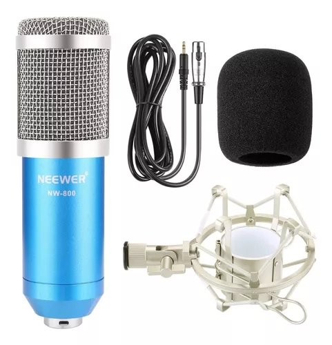 Set de micrófono de estudio profesional de radiodifusión y grabación Neewer  NW-800, incluye: (1) Micrófono condensador profesional NW800 + (1) soporte