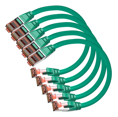 Cable De Red, Mxehe-005, 5pzas, 0.25m, Verde, 1gbps, Cat6, R