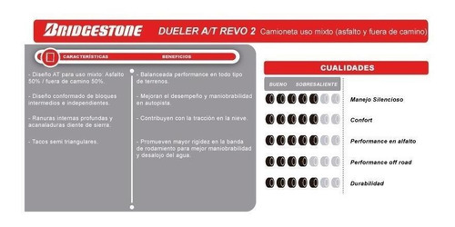 Neumático Bridgestone 265/70 R15 Dueler A/t Revo 2 (lt) Cr