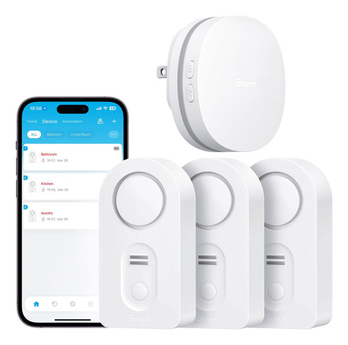 Sensor De Agua Wifi Govee Detección De Fugas Alarma Ajustabl