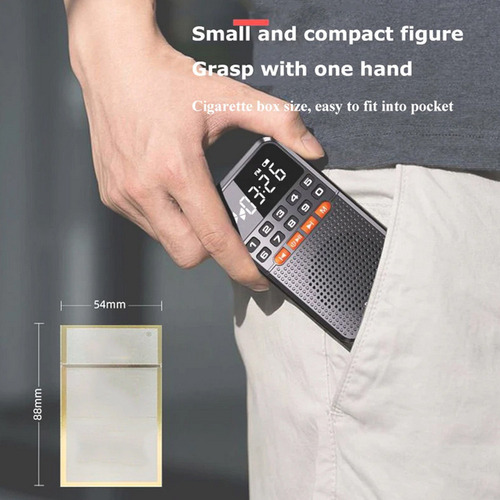 Para Radio Fm Portátil Recargable Negra Con Bluetooth,