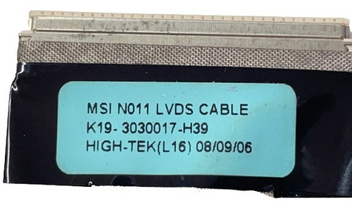 Cabo Flat Notebook Msi U100 Ms-011 N011 K19-3030017- S10c (Usado)
