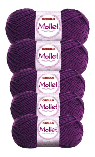 Lã Mollet 100g Crochê / Tricô - Círculo - 5 Novelos Cor 6313 - Amora
