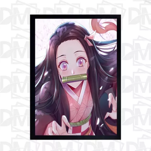 Quadro anime demon slayer nezuko desenho feito a mão (acompanha