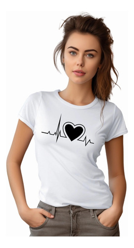 Blusa / Playera Blanca Mujer Pulso Corazón Moda Verano