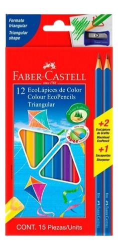Set 12 Lapices De Colores + 2 Lapices Y Sacapuntas Faber