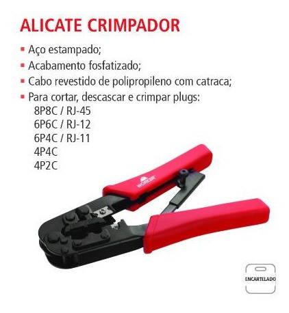 Imagem 1 de 1 de 02 Alicates Crimpador Desencapador Rj45 Rj12 Rj11 Worker Par