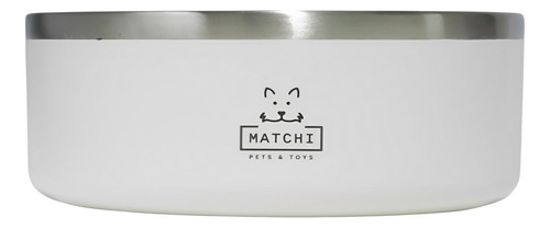 Plato De Acero Inoxidable Tazón Antiderrapante Para Perros Y Color Blanco