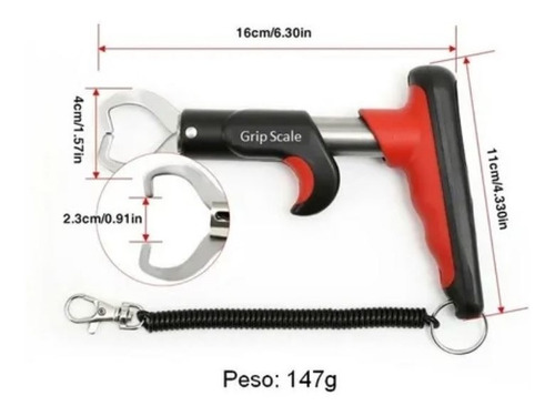 Imagem 2 de 6 de Alicate Pega Peixe C/ Garras De Inox E Balança Digital 25 Kg