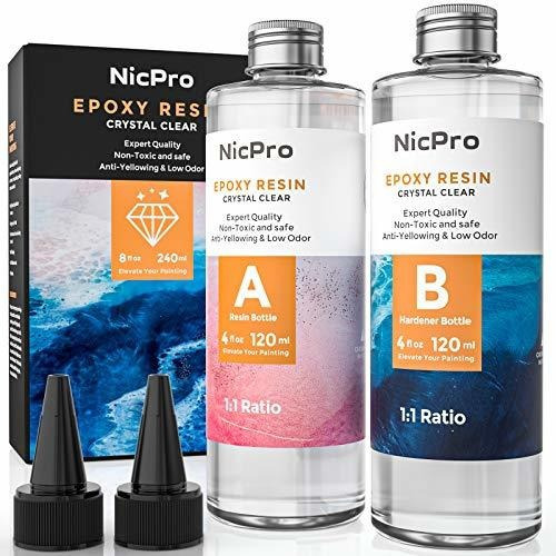 Nicpro - Kit De Resina Epoxi Transparente De 8 Onzas, Apto P