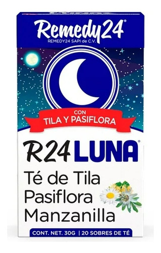 2 Pzs Té Remedy 24 Luna Pasiflora Tila Y Manzanilla 20 Pzas