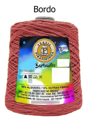Barbante Colorido Número 6 Para Crochê E Artesanatos 600gr Cor Bordô
