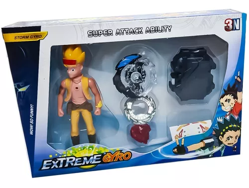 Beyblade Lançador Extreme Gyro Amarelo Divertido Com Adesivo