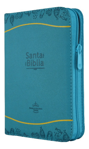 Biblia Reina Valera 1960 Cierre Ind Azul Amarillo Ayudas Qr 