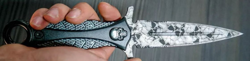 Cuchillo Táctico Navaja Monte Militar Supervivencia Caza Y Pesca Hoja Acero Inoxidable 420 30cm Incluye Funda De Nylon Diseño Camuflaje Calavera