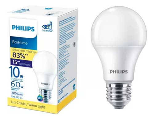 6 Focos Led Philips 10w Luz Cálida