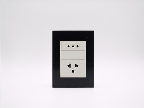 Placa Bauhaus Vidrio Negro, Toma 3 En Linea, Linea Premium