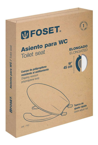 Asiento Alargado Para Wc, Abierto,blanco, Foset 49905