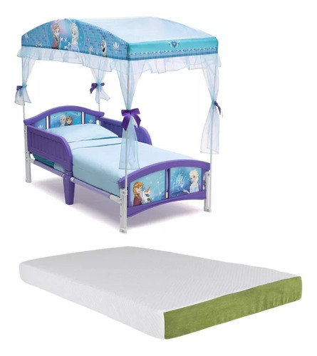 Cama Camita Infantil Disney Frozen Con Toldo Y Colchon