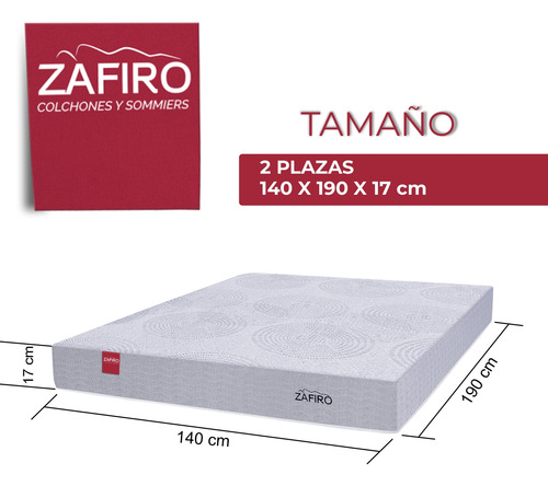 Colchon Espuma Zafiro Live 2 Plazas 17cm Alta Densidad