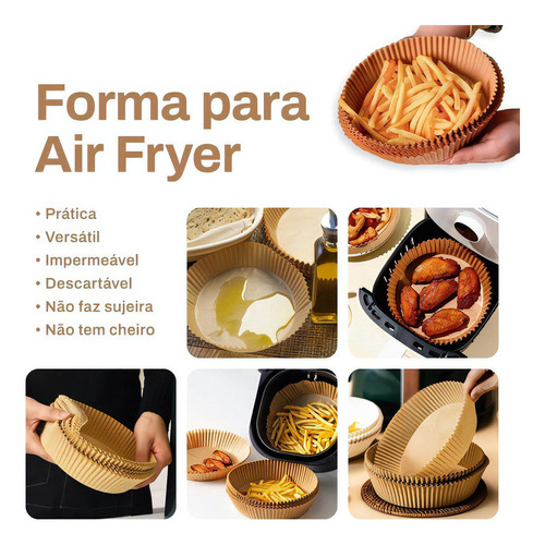 Forro De Papel Para Airfryer Descartável Forma Antiaderente