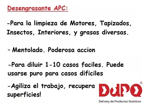 Apc Desengrasante - Motor Plasticos Panel - 2u 5lt Fabrica
