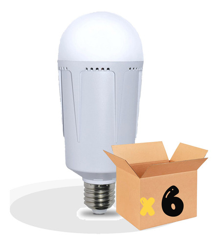 Pack De 6 Focos Led Portátil 12 Watts Luz Blanca Fría Recargable 960lm Base E27 6500k
