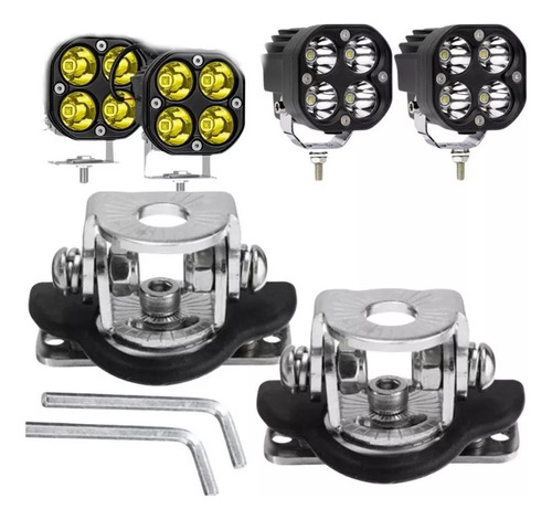 2 Focos Neblinero Led 3 Pulgadas Faenero 40w Soportes Capot