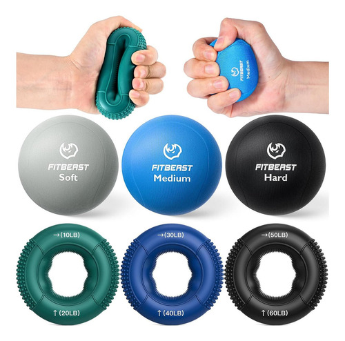Entrenador De Fuerza De Agarre Fitbeast Set 6 Piezas