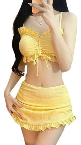 Traje De Baño Dividido A La Moda De Bikini De Tres Piezas Co