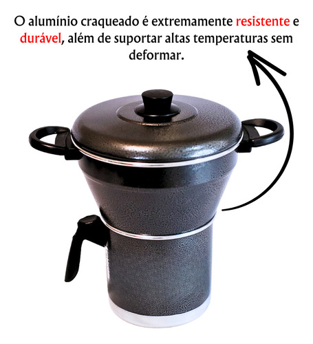 Cuscuzeiro 02 Partes Nº 14 - Alumínio Colorido Cor Cinza