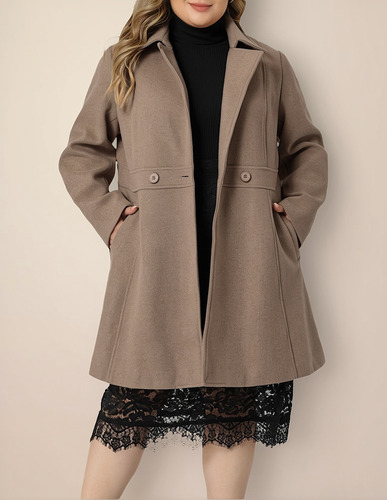 Gabardina Talla Grande Chamarra Larga Con Solapa Y Muescas