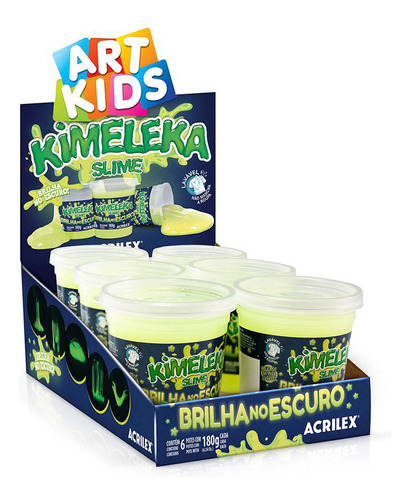 Kimeleka Slime Brilha No Escuro 180g Amarelo 6un