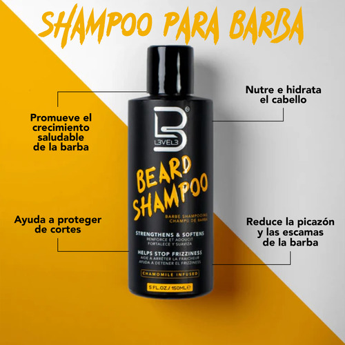 Shampoo Para Barba Y Bigote Level 3 Nutre Y Fortalece 150 Ml