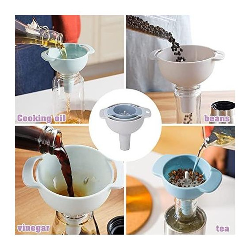 Conjunto De Embudo De Cocina Nzknp 4 En 1 Sin Bpa, 3 Colador