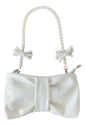 Bolso De Mano Pearl Bow Para Mujer, De Piel Plisada