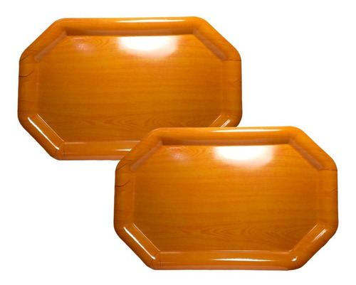 Bandeja Servir Hexagonal 45x30cm Plástica Set X2 De Mesa