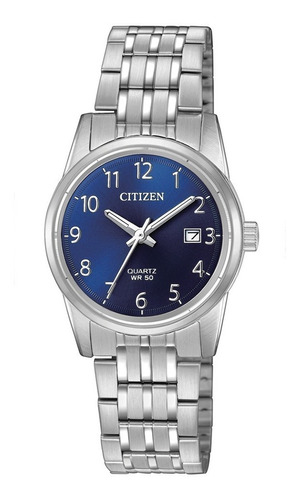 Reloj Citizen De Dama Eu6000-57l Plateado Dial Azul Original