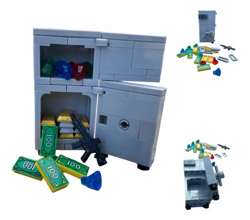 Caja Fuerte + Diamante + Dinero + Arma | Compatible Con Lego