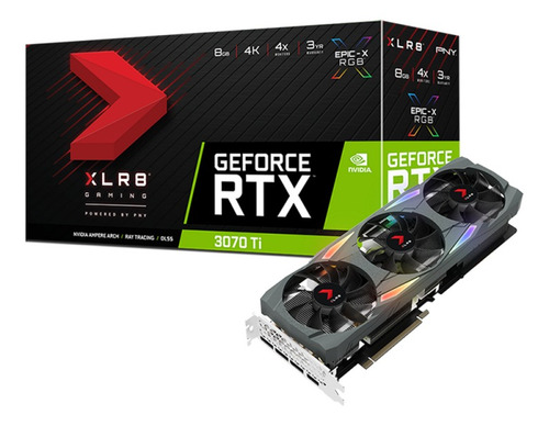 Imagen 4 de 4 de Placa de video Nvidia PNY Uprising GeForce RTX 30 Series RTX 3070 Ti VCG3070T8TFXMPB Triple Fan Edition 8GB