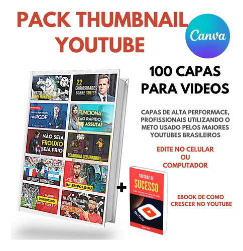 Pack Artes Prontas Para Youtube - Thumbnail Editáveis